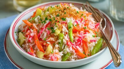 Poster - Filipino Kani Salad With Vibrant Vegetables Served in a Traditional Bowl