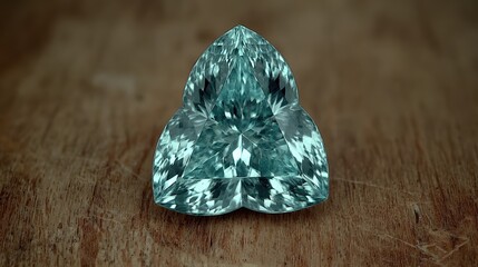 Poster - Stunning Paraiba Tourmaline Gemstone Showcasing Vibrant Blue-Green Hues on Wooden Background