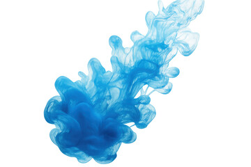 Poster - Blue ink cloud swirling in water creating abstract shapes on transparent background, ideal for graphic design projects