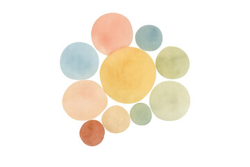 Poster - Colorful watercolor circles overlapping, creating a vibrant and artistic design element on a transparent background