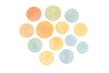 Poster - Soft pastel watercolor circles overlapping, creating a soothing and artistic abstract design element on a transparent background