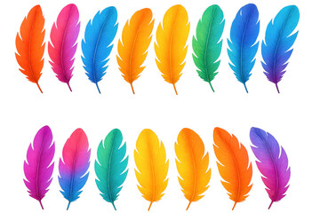 Poster - Vibrant rainbow feathers gracefully blending colors, offering creative design possibilities against transparent backdrop