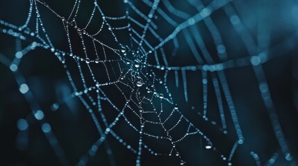 Dew-Kissed Spiderweb, A Delicate Network of Nature's Artistry