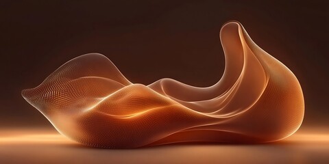 Poster - Abstract Mesh Waveform with a Warm Golden Glow and Flowing Design