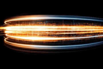 Poster - Abstract Futuristic Data Stream with Illuminated Light Trails on Black