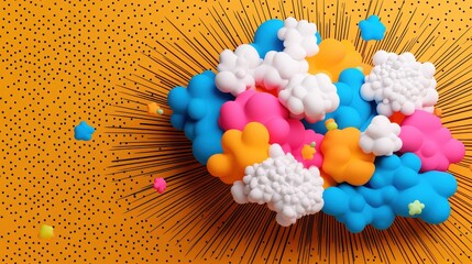 Poster - Colorful molecular structures abstract illustration with vibrant shapes and dynamic pattern design
