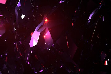 Poster - Geometric shards illuminated with magenta and red highlights background