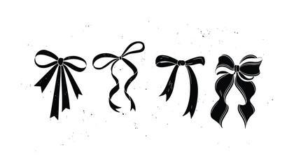 Poster - Collection of ribbon bow illustrations in various styles. Perfect for gift designs, decorative projects, and graphic accents.