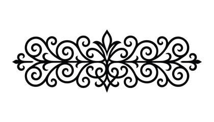 Poster - Decorative swirl ornament line art. Border frame vector design element. Perfect for invitations, cards, or design projects. Simple design.