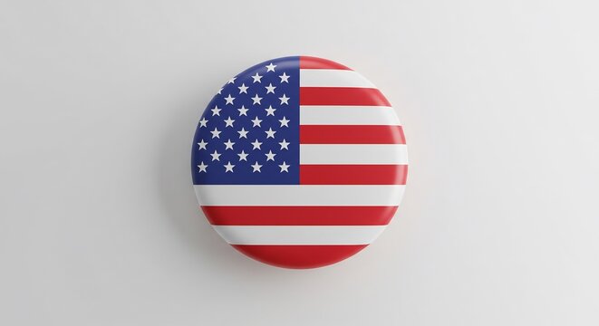 Round Badge Showing Stripes and Stars, Top View