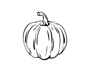 Poster - Simple Pumpkin Outline Vector Illustration for Fall Designs
