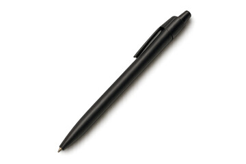 Fototapete - Classic black ballpoint pen lying diagonally on a transparent background, ready for writing or signing