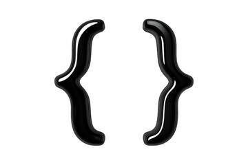 Aufkleber - Dark curly brackets creating negative space, sleek black metallic finish, transparent background enabling seamless graphic design integration