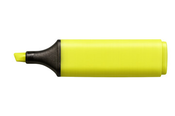 Poster - Bright yellow highlighter lying flat against clear background, showcasing vivid color and sleek design