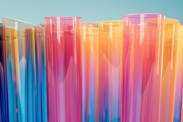 Poster - High Resolution Visual of Transparent Glass with Gradient Colors, 3D RenderingHigh Detail, 8K