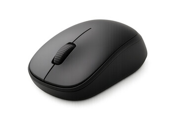 Poster - Modern black wireless computer mouse isolated on transparent background, ready for graphic design projects