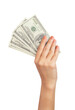 © Nuttima - Hand holding American US cash money dollars on white background, clipping path.