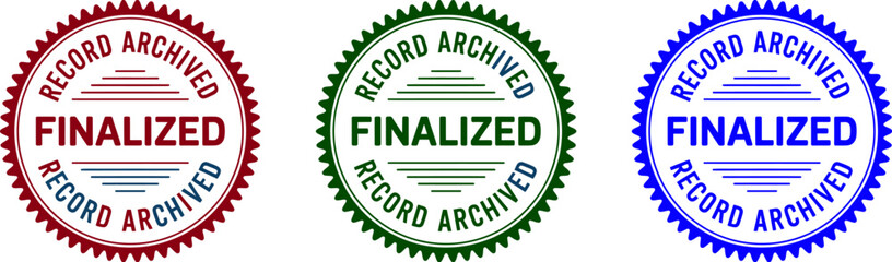 Poster - Finalized record archived stamp vector image for document approval and official record keeping process editable stock vector illustration