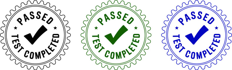 Poster - Passed test completed exam certification approval seal of approval quality check success achievement 100% editable stock vector illustration