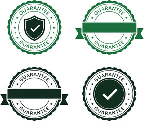 Aufkleber - Green guarantee badge vector set for product quality assurance and reliable service certification mark editable stock vector illustration
