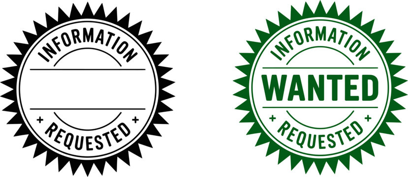Information wanted requested vector graphic seal badge label design element for download use 100 editable stock vector illustration
