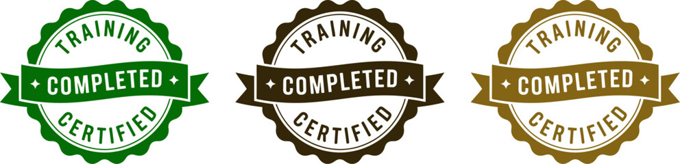 Poster - Training completed certified badge vector for professional development and skill enhancement design editable stock vector illustration