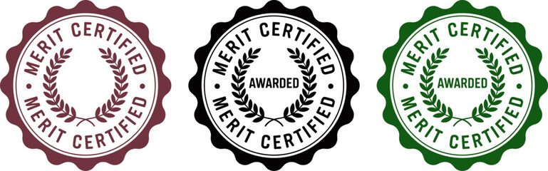 Poster - Merit certified awarded badge vector graphic for achievement recognition and quality assurance design editable stock vector illustration