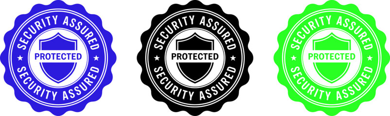Poster - Security assured protected badge vector illustration for trust and safety assurance design editable stock vector illustration