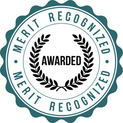 Aufkleber - Award badge vector graphic for recognition and merit with laurel wreath design and seal vintage style editable stock vector illustration