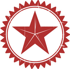 Poster - Red star seal vector graphic illustration for logo design and badge element with grunge texture style editable stock vector illustration