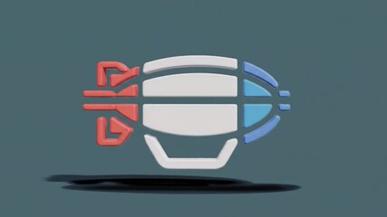 Striking three dimensional icon design featuring a stylized blimp aesthetic
