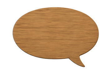 Aufkleber - Wooden speech bubble with grain texture, representing organic communication, floating on transparent backdrop
