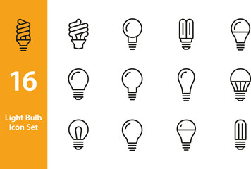 Poster - Light bulb icon set vector illustration different types of light bulbs energy saving lamp led lamp filament 100 editable vector illustration with png format