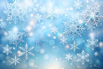 Poster - A festive winter wonderland background featuring intricate snowflakes and sparkling lights
