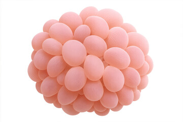 Poster - Pink spheres forming a cluster resembling an organic structure, isolated on a transparent background, ideal for scientific or abstract visualizations