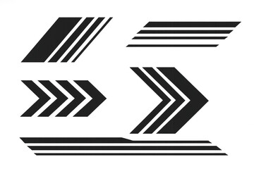 Poster - Black abstract geometric shapes featuring arrows and lines on transparent background, perfect for minimalist graphic design elements