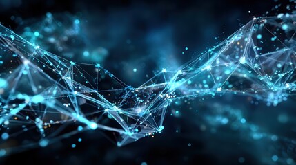 Abstract network of glowing points and lines