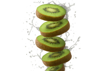Poster - Kiwi slices with water splash on transparent background, perfect for healthy food and beverage advertising