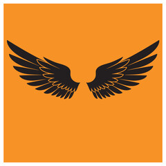 Poster - Black wing silhouette design against an orange background suitable for various creative applications