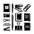 © Alam - Black and white office supplies icons collection