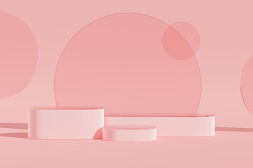 Fototapete - Product display podium on pink background. 3d rendering