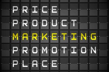 Poster - Marketing buzzwords on black mechanical board