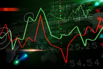 Poster - Stocks and shares on black background