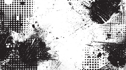 Poster - Grunge real organic vintage halftone vector grunge halftone print frame, vector background
