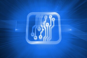 Poster - Shiny circuit board on blue background