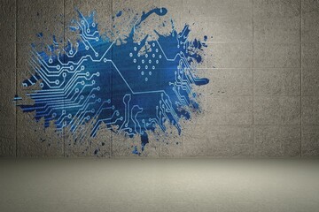 Poster - Splash on wall revealing circuit board