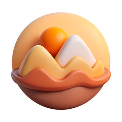 Poster - 3d rendered illustration of mountains with a sun on an isolated white transparent background