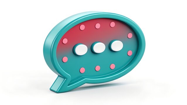 3d chat bubble with dots icon illustration. Dialogue symbol Background isolated. Plastic style icon.