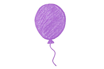 Poster - Purple crayon balloon floating with a transparent background, perfect for party invitations, greeting cards, and other festive designs