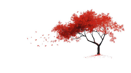 Poster - Minimalist illustration style tree Transparent background, PNG
